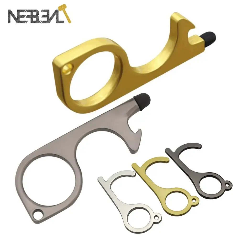 Portable Clean Key Door Opener Tool,No Touch Brass Keychain Stylus