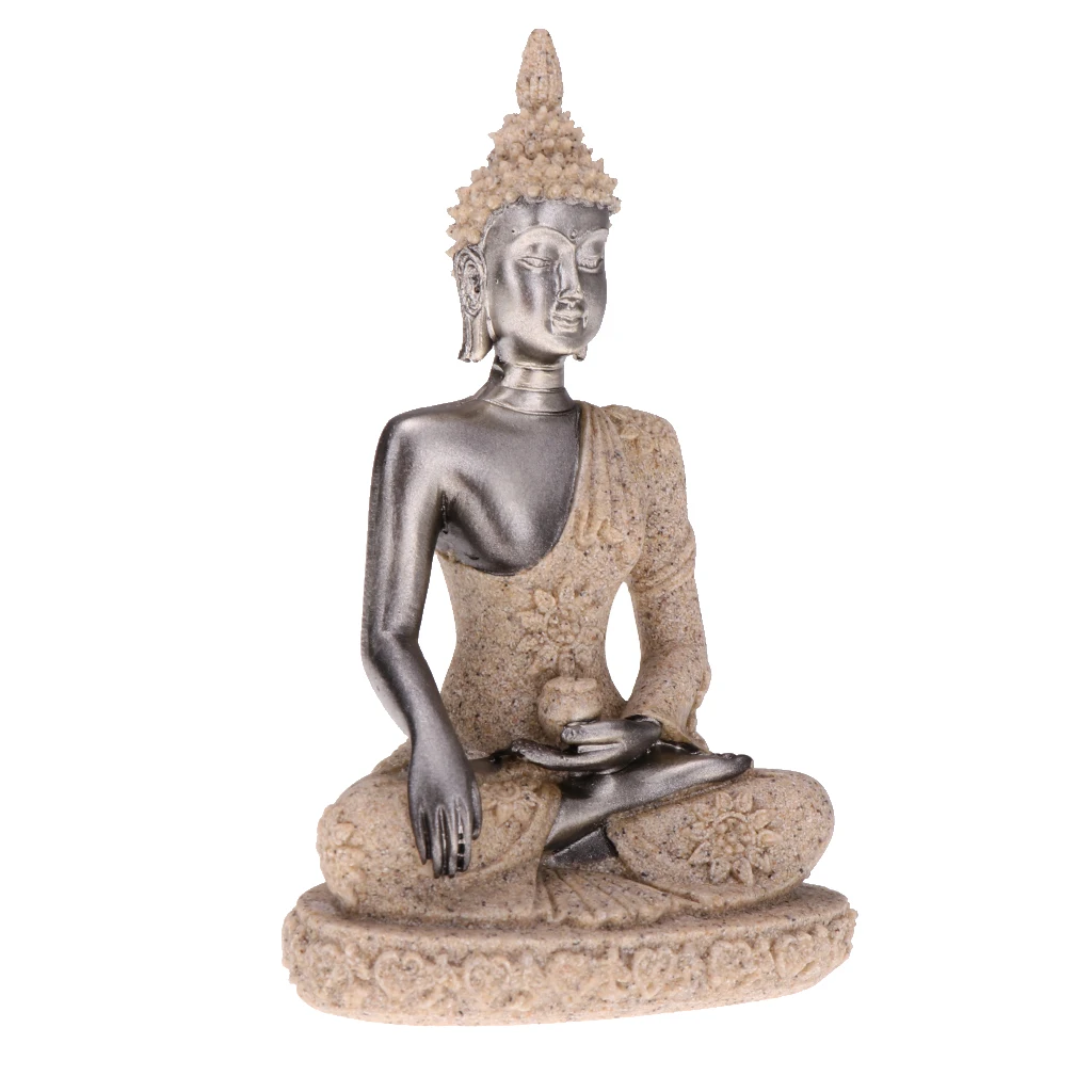 Decorative Seated The Hue Monk Buddha Figurine Sandstone Finished 3 inch Tall Meditation Buddha Figurine Fengshui Decoration