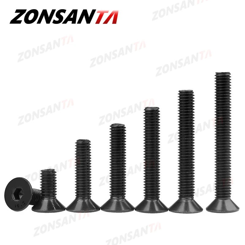 Hex Socket Screw M2 M2.5 M3 M4 M5 M6 Din7991 Carbon Steel Bolt DIY Hexagon Flat Head Countersunk Black Furniture