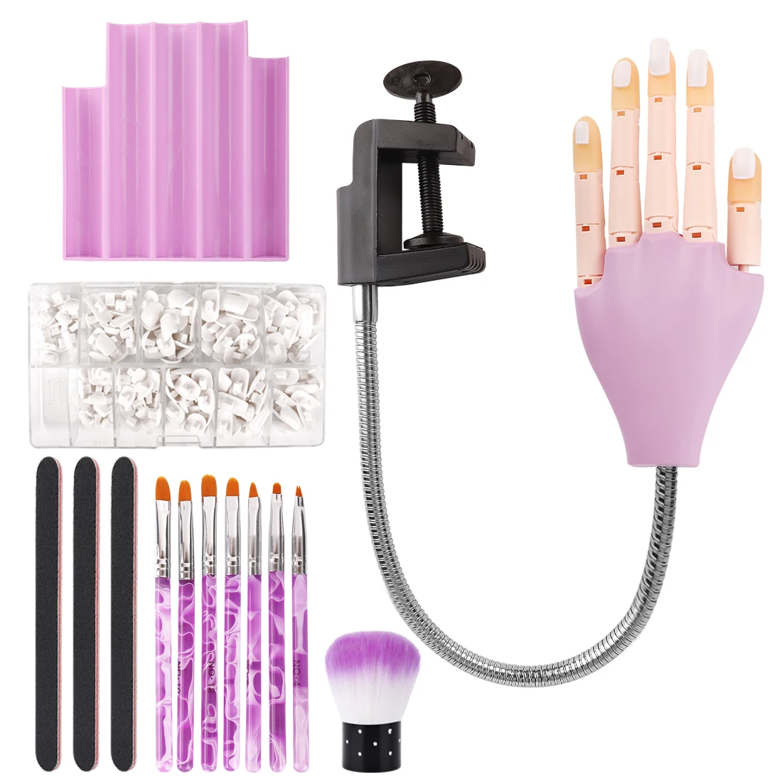 

Nail Training Practice Hand Nail Art Hand Model Set with Nail Tips DIY Manicure Practice Tool Display Manicure Supply False Hand