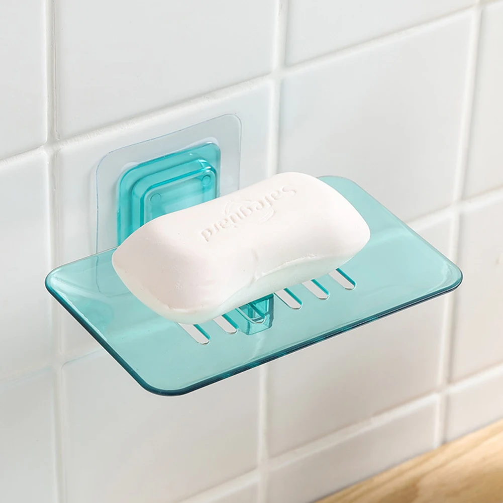 1pc Wall-mounted Soap Rack Suction up Soap Holder Durable Creative Soap Box Holder Punch-free Bath Assistant Bathroom Accessory