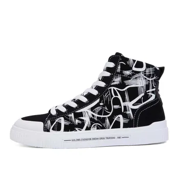

2019 Autumn Men Skateboarding Shoes Hip Hop Canvas Sneakers Men High Top Athletic Sport Shoes Flats Zapatillas Hombre Deportiva