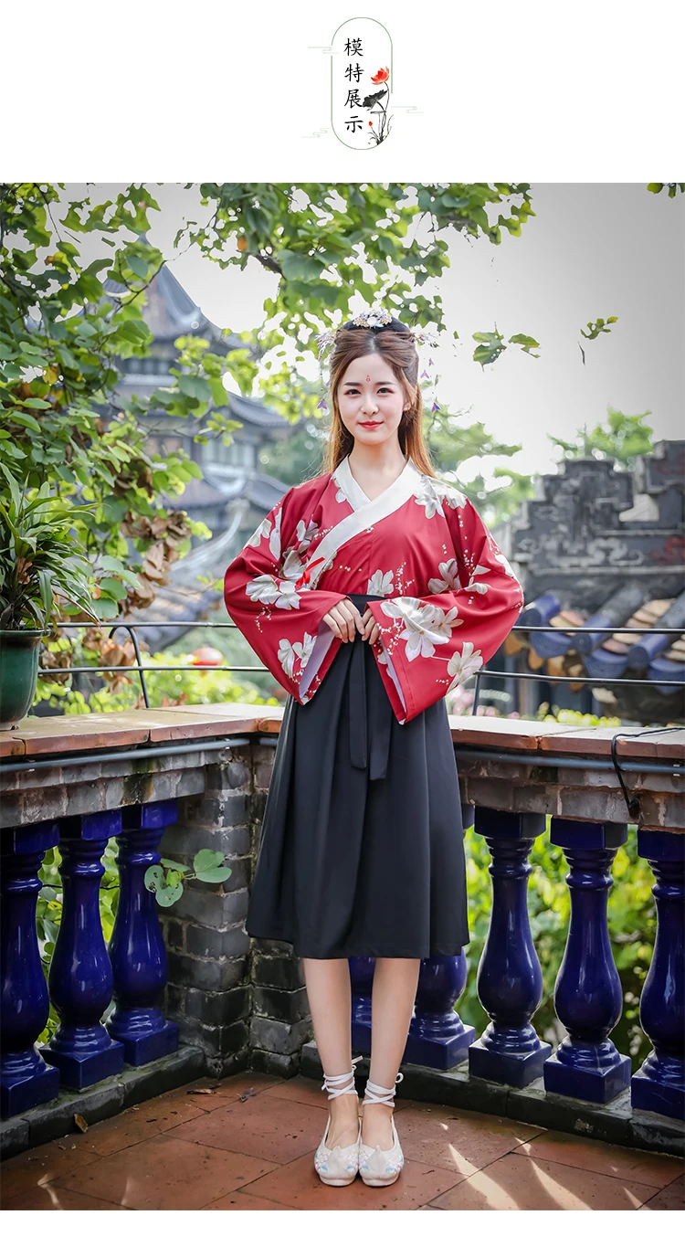 Printing Dance Costumes Women Reform Hanfu Chinese Folk Stage Wear Singers Outfits Oriental Performance Clothing 2 Pcs DC2701