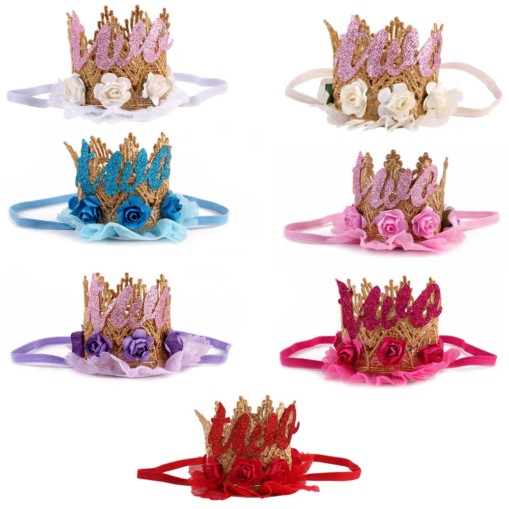 Newborn Crown Headband Princess Crown lace flower headband Baby Girls Hair Band Children Photo Props Hair Accessories