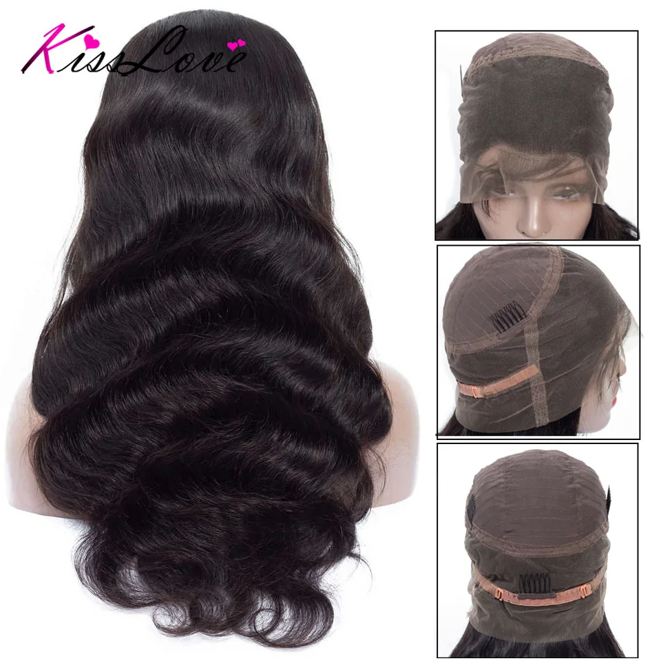 Бразильский Волнистый 360 синтетический парик для черных женщин Remy человеческие волосы парики с детскими волосами предварительно выщипанные отбеленные узлы