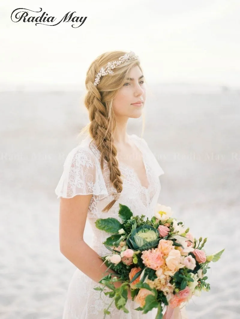 Сексуальное платье с открытой спиной, свадебное платье в стиле бохо одежда с рукавами шикарный v-образным вырезом пляжные свадебные платья Винтаж свадебные платья в богемном стиле