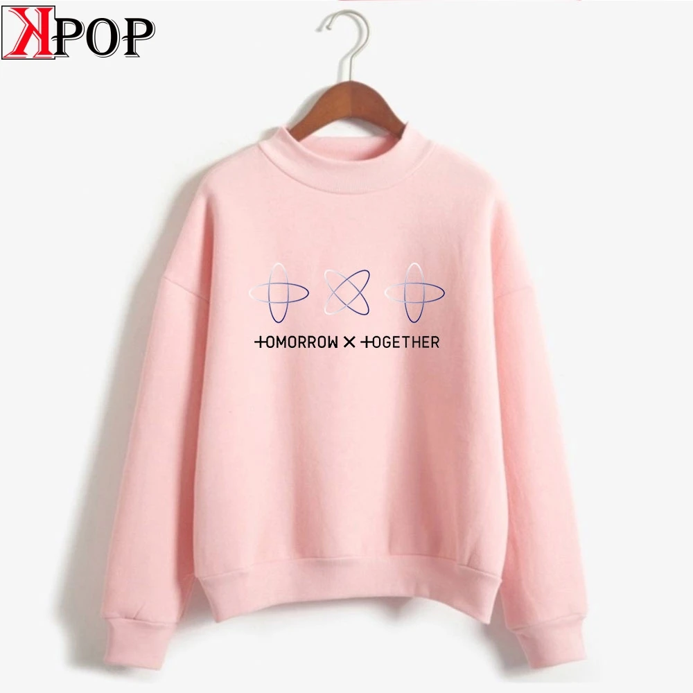 

TXT harajuku Fashion turtleneck O-neck Sweatshirts Kpop Women Oversize outwear Hip-Hop Bangtan Boys Clothes 2019 new Arrival