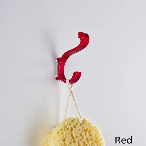 red Настенная алюминиевая отделка, яркие цвета, вешалка для одежды, полотенце, пальто, крючок для халата, декоративные крючки для ванной комнаты, JM-32 - Цвет: red