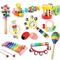 Hochet en bois Montessori pour bébé de 0 à 12 mois, jeu de berceau interactif, développement Musical 