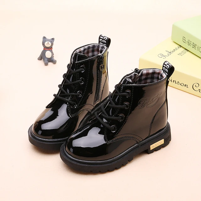 2021 New Winter Children Shoes PU Leather Waterproof Martin Boots Kids Snow Boots Brand Girls Boys Rubber Boots Fashion Sneakers 3