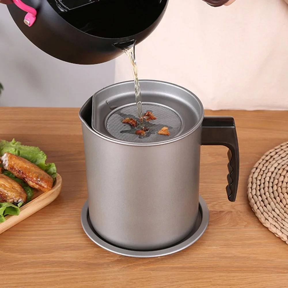 Stainless Steel Kitchen Oil Filter Lard Tank Frying Filter Leak-Proof Oil Pot Home Multi-Function Kitchen Filter Pot