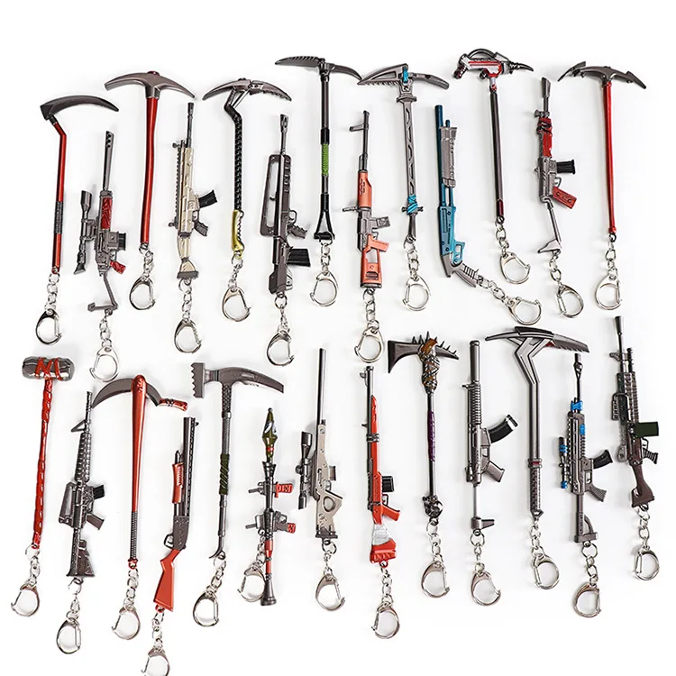 

Hot Sales Fortnite Game Related Products Pickaxe Hoe Gun Keychain Pendant Batch fortnite Related Products Keychain