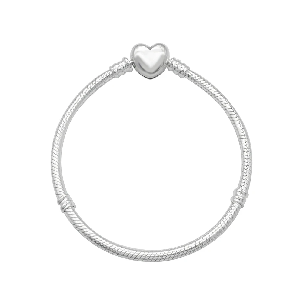 

Cefuny Authentic 925 Sterling Silver Heart Bracelet For Women Heart Clasp Snake Chain Europe Style Fit Beads And Charms