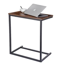 Douxlife Vintage C forme Table basse en bois cadre en métal canapé Table d'appoint Table d'extrémité maison ordinateur bureau supports de rangement meubles meubles de maison table basse de salon