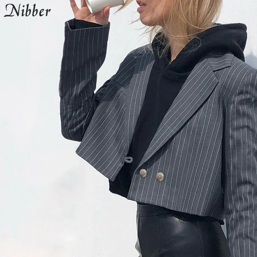 Nibber осень офисные женские обтягивающие короткие топы пальто осень зима длинный рукав Повседневный полосатый базовый топ из тонкой ткани уличная куртка mujer