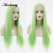 

Light Green Colored 13x4 Lace Front Wig Long bone Straight Synthetic Hair Frontal Wigs Preplucked For Black Women Full Natural