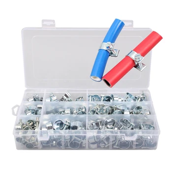 

135pcs 8-18mm Hose Clips Zinc Plating Hose Clips Metal Hoop Water Pipe Clamps Fasteners Spring Buckle