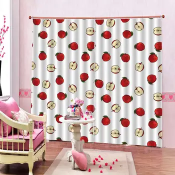 

Red fruit curtains 3D Window Curtain Dinosaur print Luxury Blackout For Living Room Decoration curtains