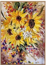 

Hand Painted Oil Painting Frameless Floral Sunflower On Canvas Art Modern Living Room Abstract Wall Decorv