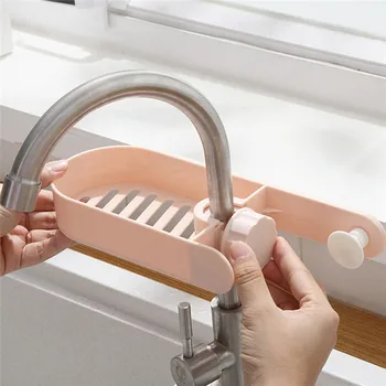 

Kitchen Sink Faucet Sponge Soap Cloth Drain Rack Storage Organizer Holder Shelf Hanging Punch Faucet Rack Home Accessories Tools