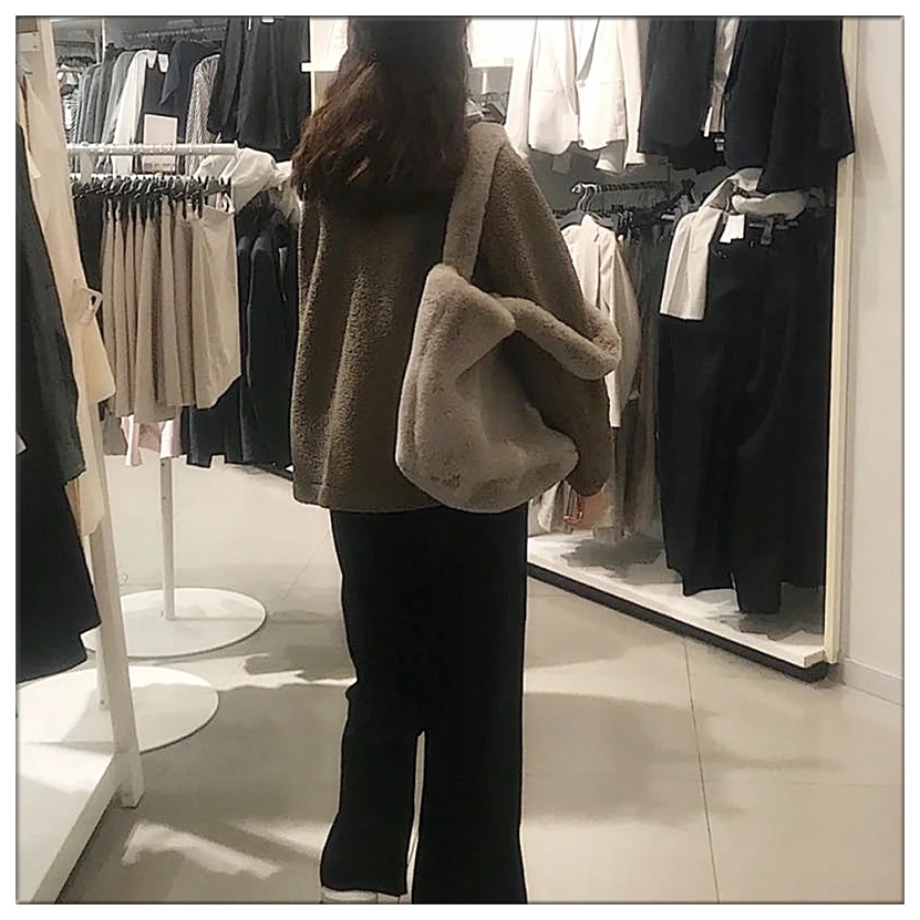 New Design Plush Women's Handbag European Fashion Girls Fur Bag Ladies One Shoulder Messenger Bag Tote Bag for Women 2020 Sac