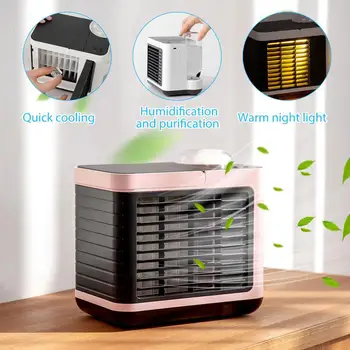 

Portable Air Cooler Fan USB Rechargeable Mini Desktop Air Conditioner Home Office Silent Anion Cooling Fan Air Conditioner Fan
