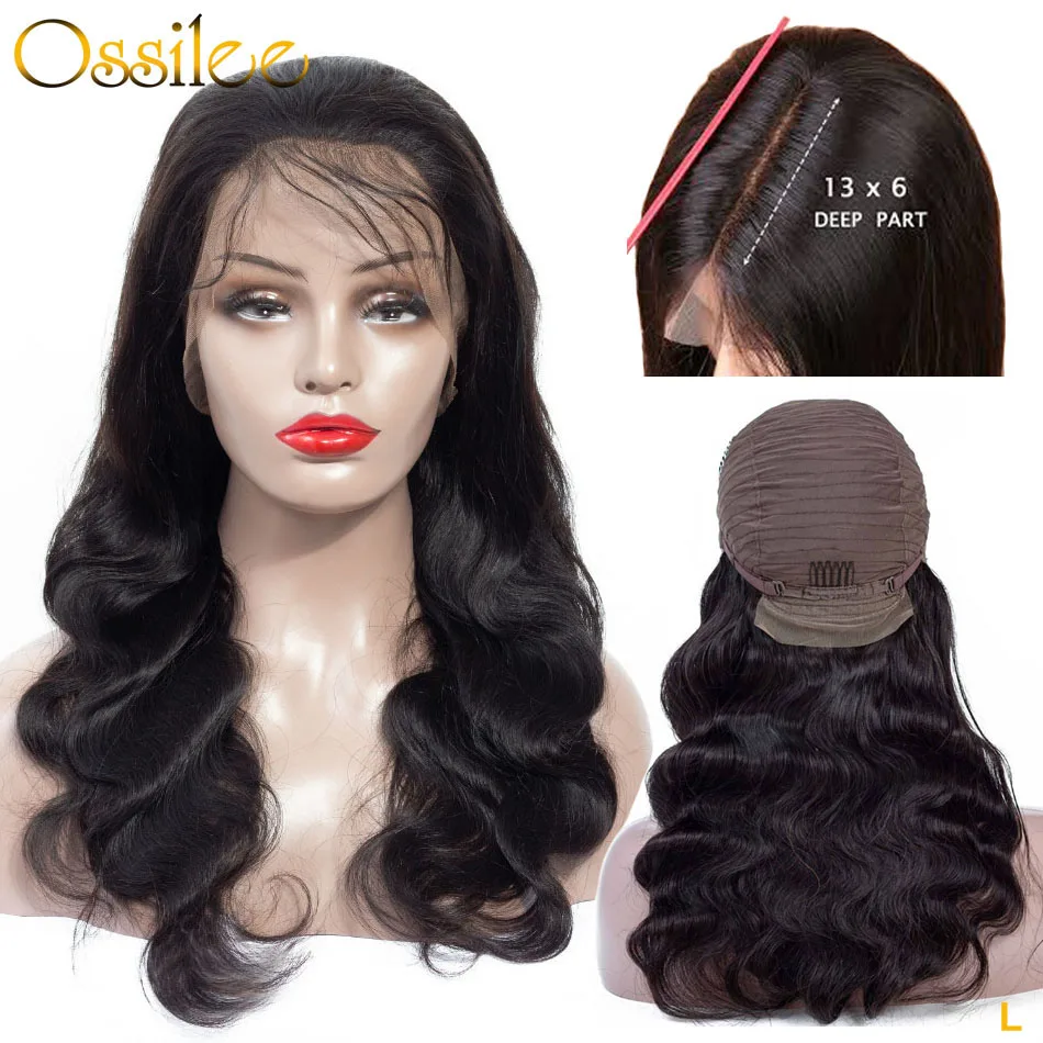 

Ossilee 13x6 Lace Front Wig Body Wave Brazilian Remy Hair Lace Front Human Hair Wigs Pre Plucked 8-22inch 150% Density Low Ratio