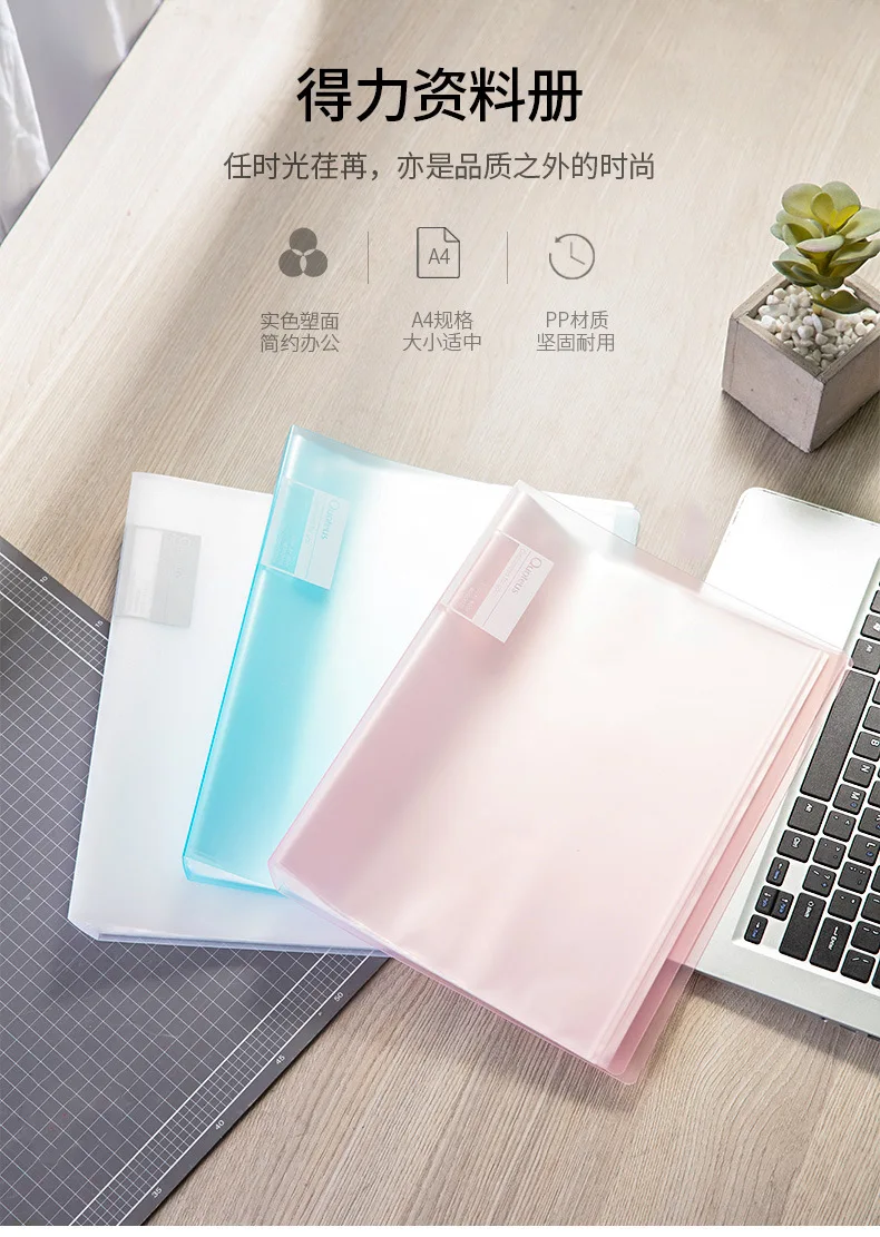 Deli 72557 Info Booklet Test Paper Organizing Folders Inner Bag Transparent PP Material Board Face Storage Bag Album of Painting