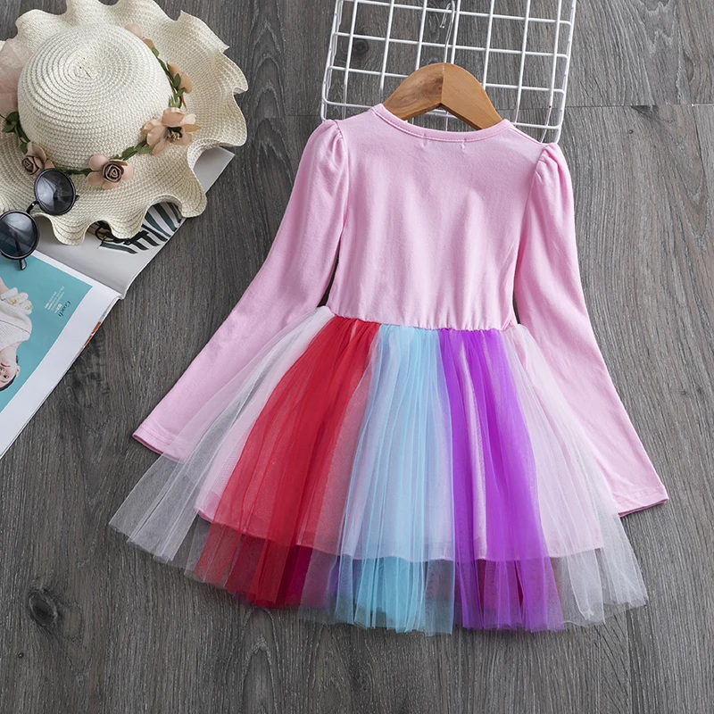 Платье с длинными рукавами для девочек; повседневная детская одежда; От 2 до 6 лет платье-пачка для дня рождения; праздничная одежда; одежда для детей; vestidos
