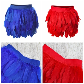 

Mini Skirt Feather Body Harness Belt Waist Elastic Cage Top 1 Piece Boho Soft Dress Party Rave Women Sexy Lingerie Plus Size