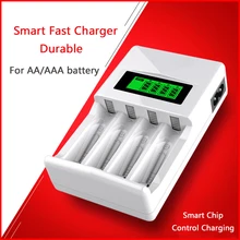 Cargador de batería de 4 ranuras para AAA/AA Ni-MH/ni-cd, protección de cortocircuito de batería recargable con indicador LED