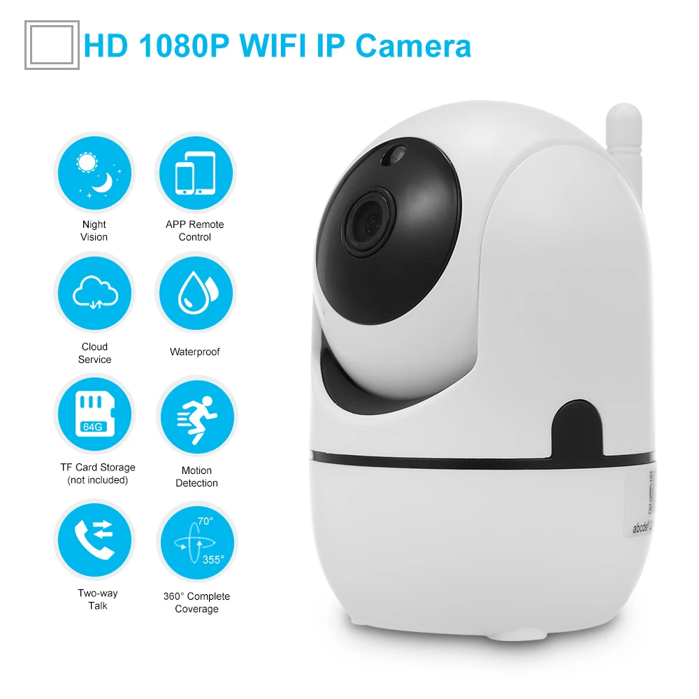 1080 P, HD, Wi-Fi, Камера Беспроводной IP Камера Видеоняни и радионяни с детектором движения отслеживания голосового сигнализации 2-полосная аудио Ночное видение