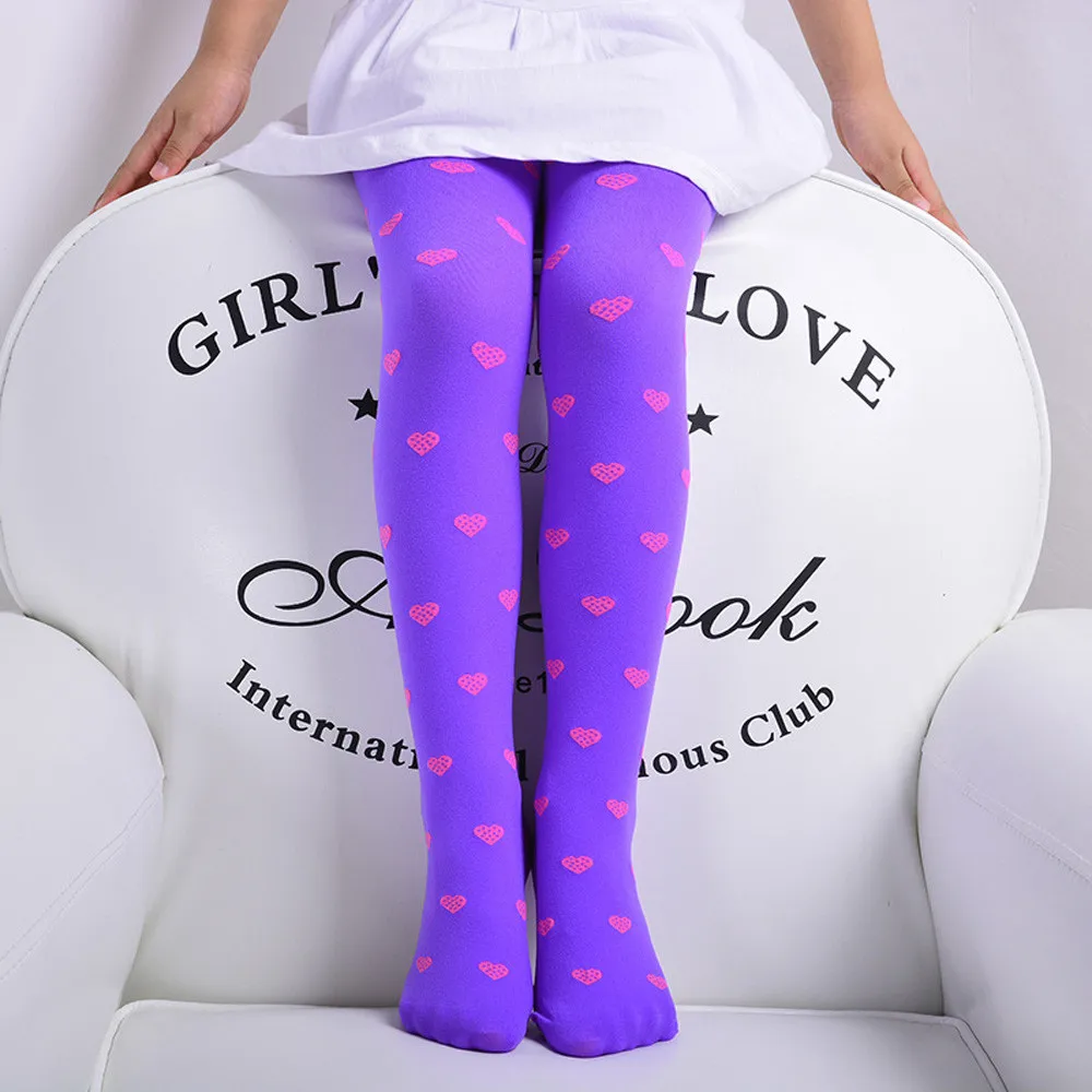Spring Candy Color Stocking Kids Heart Dots Dance Tights for Girls Stocking Children Velvet Solid White Girls Tights