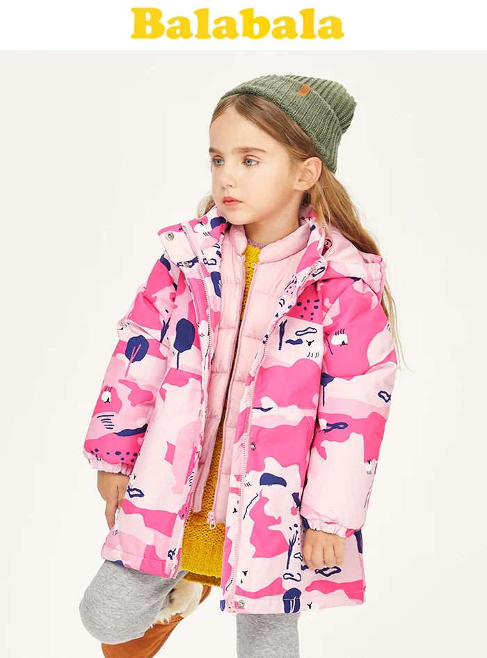 Детский пуховик для девочек, Осень-зима г., новая детская куртка плотное длинное пальто из двух предметов