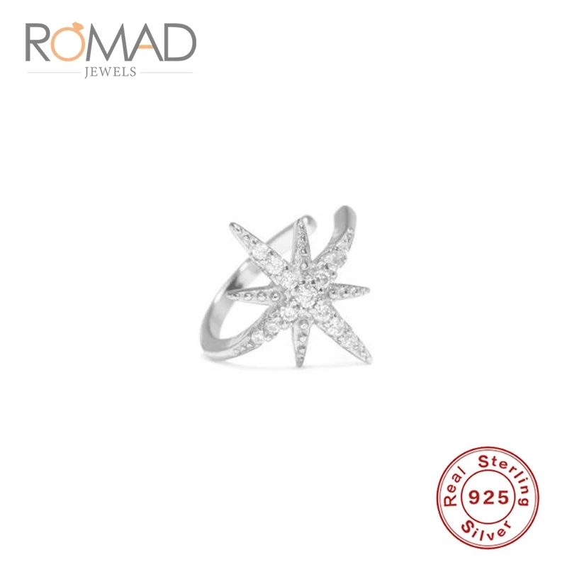 Silver 1pc Одиночная звезда, клипсы для ушей, без пирсинга, звезда, клипсы для ушей, женские серьги, без серьги, темперамент, серьги, S925 Серебряные серьги для женщин, подарки - Окраска металла: Silver 1pc