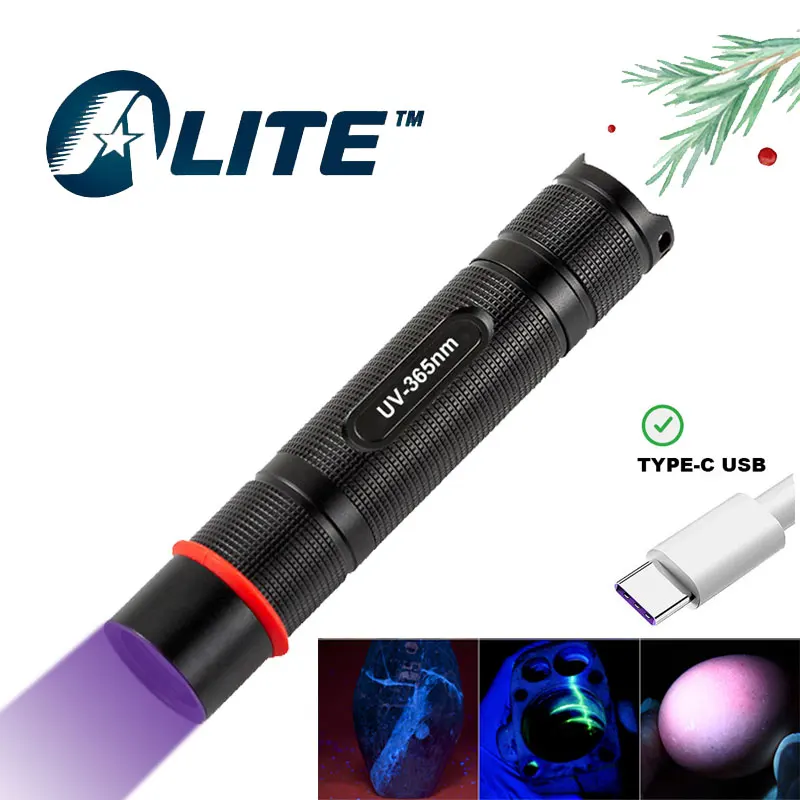 

TMWT Blacklight 5W LED UV Flashlight 365NM Ultraviolet Type-C USB Rechargeable Lanterna Torch 18650 For Pet Stains Marker