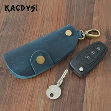Ручная работа, винтажный держатель для ключей из воловьей кожи, унисекс, высокое качество, мужской мешочек с брелоком, сумка для ключей, Маленькая женская безопасная вешалка для ключей, простые Брелоки для ключей