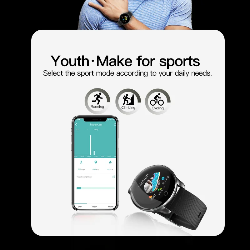 KSUN KSR709 Men Sport Pedometer Smart Watch IP68 Waterproof Fitness Tracker Heart Rate Monitor Women Clock Smartwatch