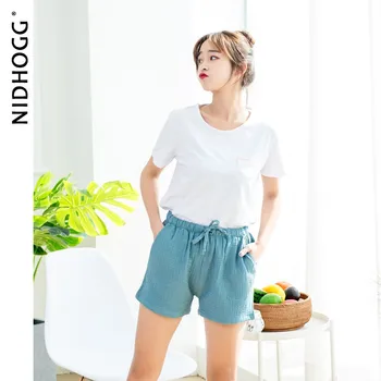 

Summer Womens Home Suit Short Sleeve Shorts Solid Cotton Pajamas for Women Sleepwear Two Piece Set Loungewear Sexy Nightwear