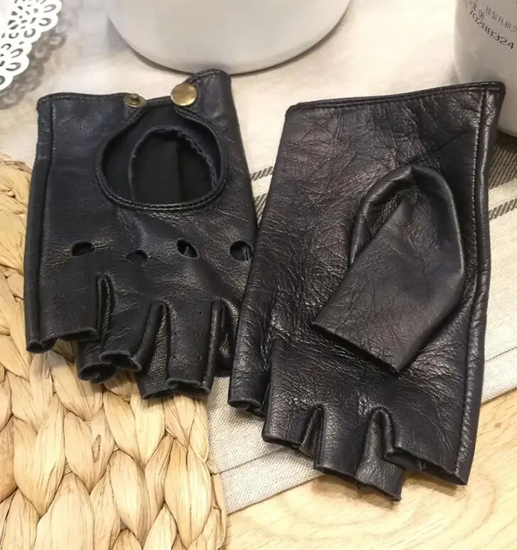 Женские перчатки из натуральной овчины кожаная открытая полупальчиковая перчатка Женские Вечерние перчатки R1875