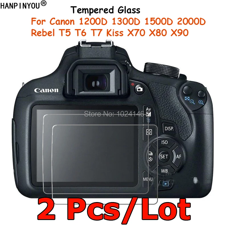 2 шт./лот для Canon 1200D 1300D 1500D 2000D Rebel T5 T6 T7 Kiss X70 X80 X9 закаленное стекло защита экрана