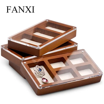 

Oirlv Jewelry Display Case Solid Wood Ring Pendant Organizer Necklace Display Tray with Microfiber Jewelry Storage Box