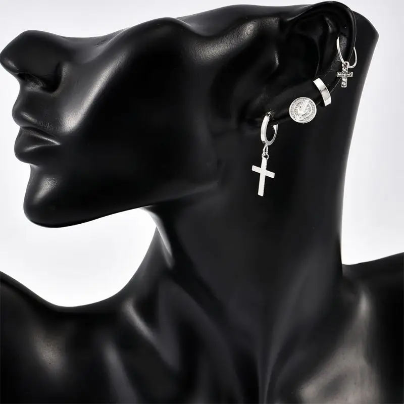 4 шт. античное серебро Ассорти религиозный крест кулон девственница Мэри обруч серьги панк стиль для женщин