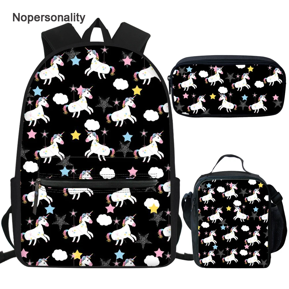 

Nopersonality Childrens School Backpack Set Cute Cartoon Unicorn Bookbag for Teen Boys Girls Primary Kids Bagpack Rucksack