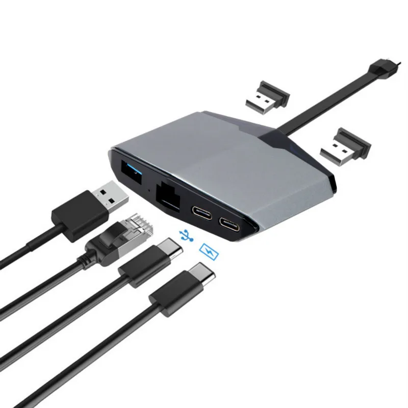 Basix usb type C концентратор к HDMI VGA RJ45 Gigabit Ethernet Thunderbolt 3 адаптер для Macbook pro huawei P20 Pro type C USB 3,0 концентратор - Цвет: usb3.0 gray