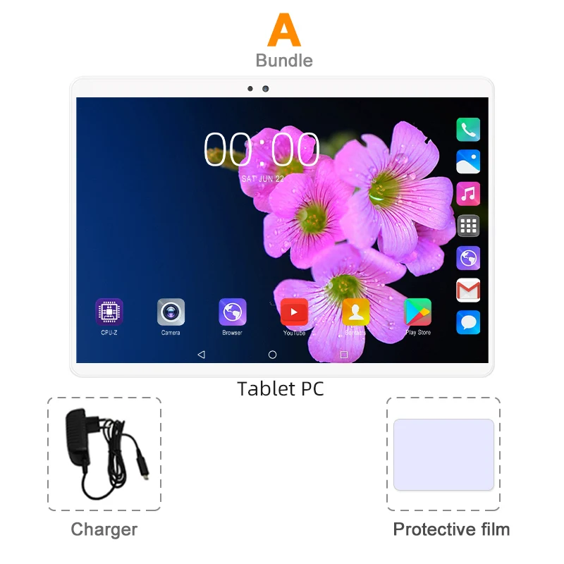 Дизайн, 10,1 дюймов, android 9,0, планшетный ПК, 6 ГБ, 128 ГБ, две sim-карты, 1280X800, большой экран, двойная камера, 8 ядер, планшеты 10 - Комплект: Комплект 1