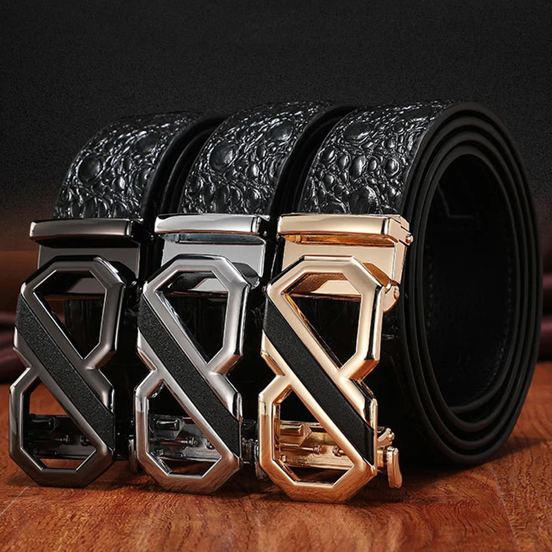 

Men Belt Male Genuine Leather Strap H Belts For Men Top Quality Automatic Buckle Brand Fashion Cummerbunds Cinturon Hombre