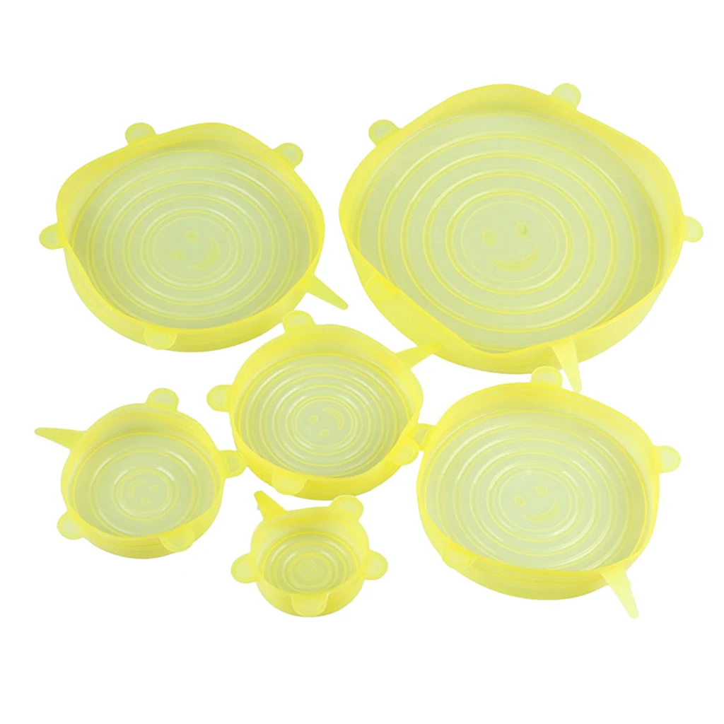 Yellow Силиконовые обертывания уплотнения чаши крышки сохранение продуктов питания хранения стрейч крышки набор - Цвет: Yellow