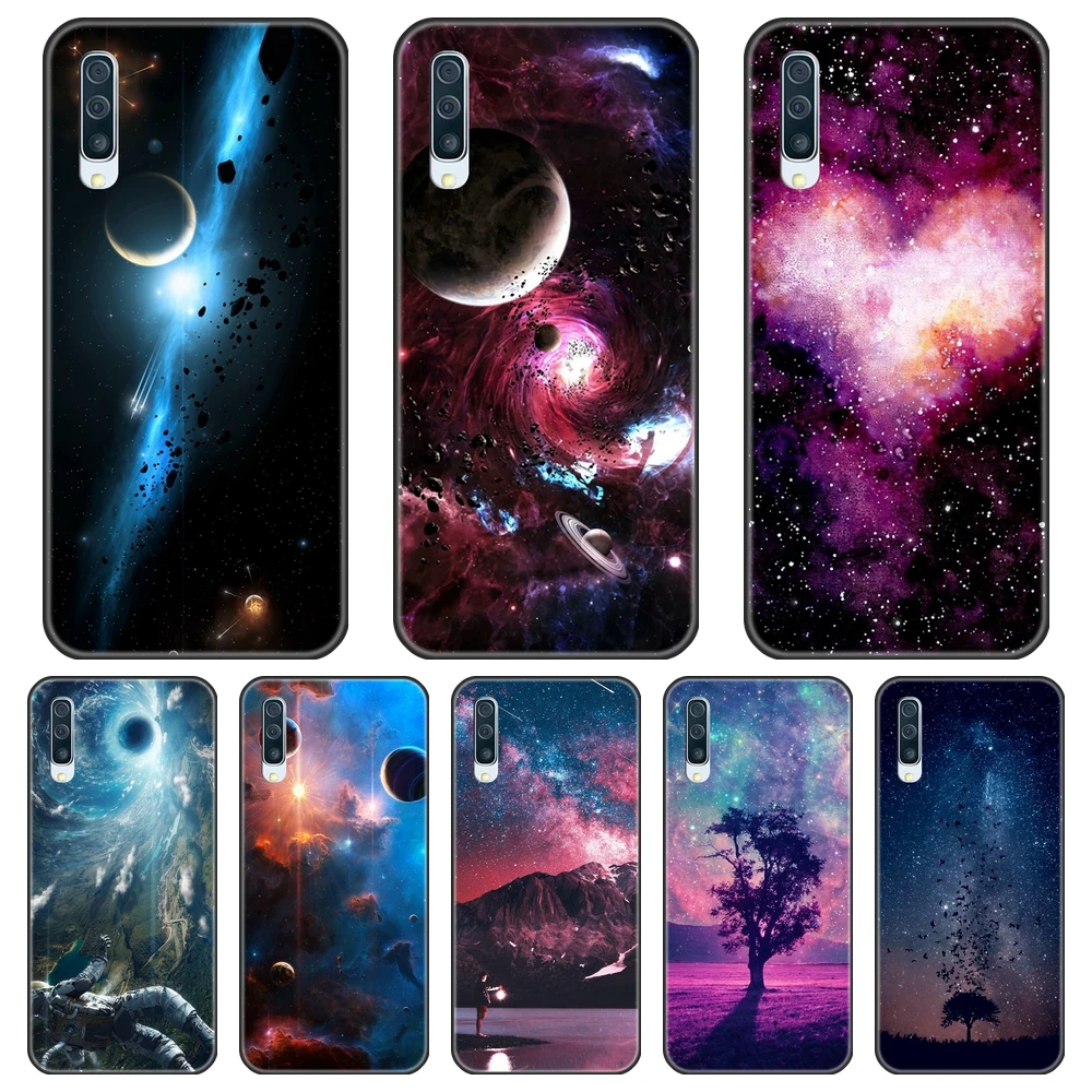ТПУ черная звезда задняя крышка для Samsung Galaxy A40 A30 A20 A10 Мягкий силиконовый чехол