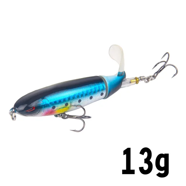 1 Pcs 10cm/14cm Topwater Fishing Lure Whopper Popper Artificial Bait Hard Plopper Soft Rotating Tail Fishing Tackle Fishing Bait G
